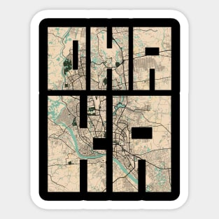 Dhaka, China City Map Typography - Vintage Sticker